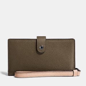 Coach Leather color block phone case Wristlet